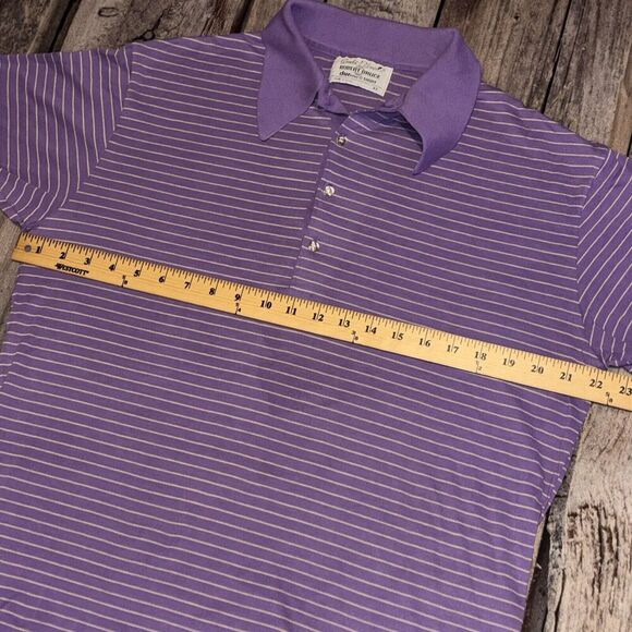 VTG 70s Arnold Palmer Robert Bruce Polo Shirt XL Purple Striped Golf Cotton USA - Picture 5 of 7